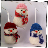 design your own tree decoration knitted snowmen by Laura Long